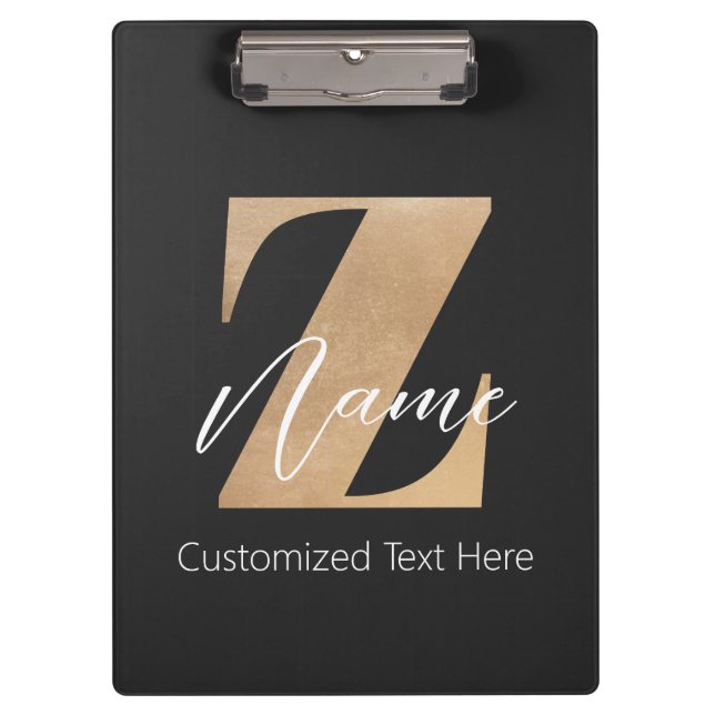 Porte-bloc Monogramme avec initiale Z et nom personnalisé (Devant)