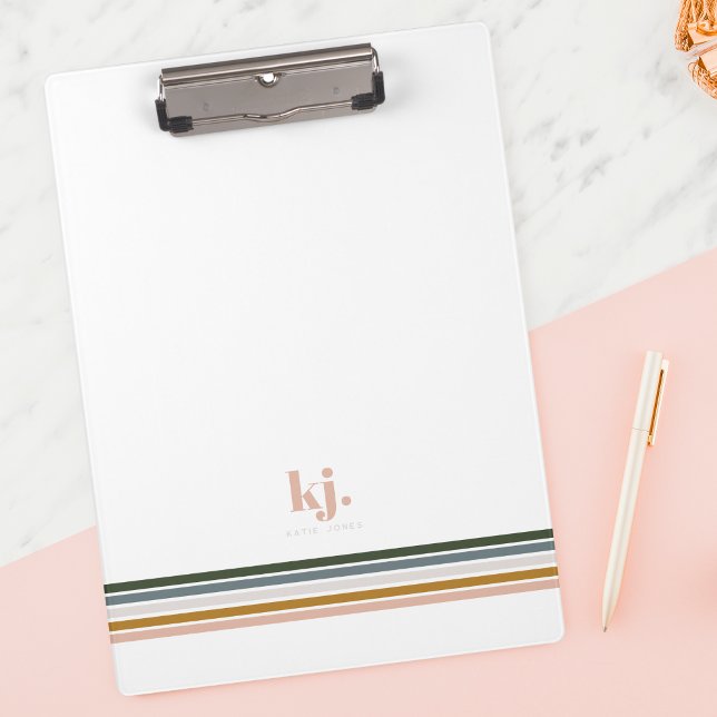 Porte-bloc Monogramme Bandes Rétro Chic (Créateur téléchargé)