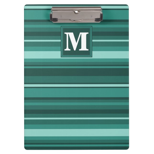 Porte-bloc Monogramme bandes turquoises (Devant)