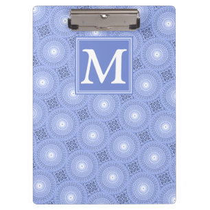 Porte-bloc Monogramme bleu cercles motif