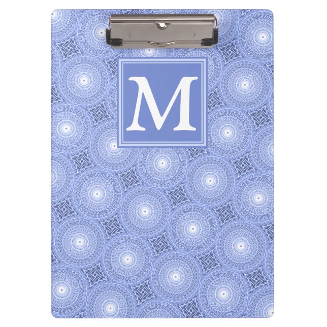 Porte-bloc Monogramme bleu cercles motif (Devant)
