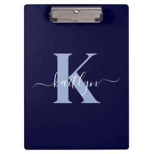 Porte-bloc Monogramme bleu marine moderne
