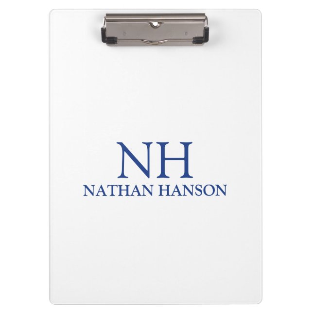 Porte-bloc Monogramme bleu simple moderne (Devant)