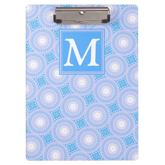Porte-bloc Monogramme Cercles bleu électrique motif (Devant)
