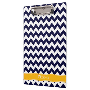 Porte-bloc Monogramme Chevron ZigZag Navy Blanc Goldenrod