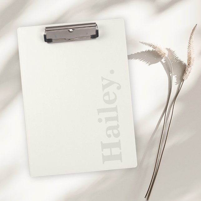 Porte-bloc Monogramme Classic Élégant Minimal Ivory Blanc Nom (Créateur téléchargé)