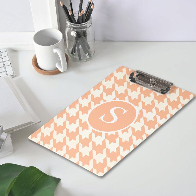 Porte-bloc Monogramme classique de corail de pêche Houndstoot (Créateur téléchargé)