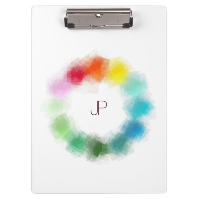 Porte-bloc Monogramme coloré Moderne Élégant Personnalisé (Devant)