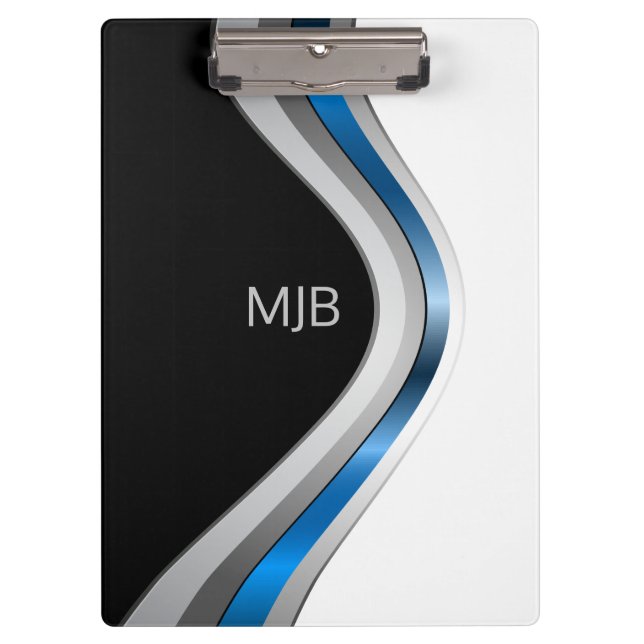 Porte-bloc Monogramme Courbes lisse Motif métallique moderne (Devant)