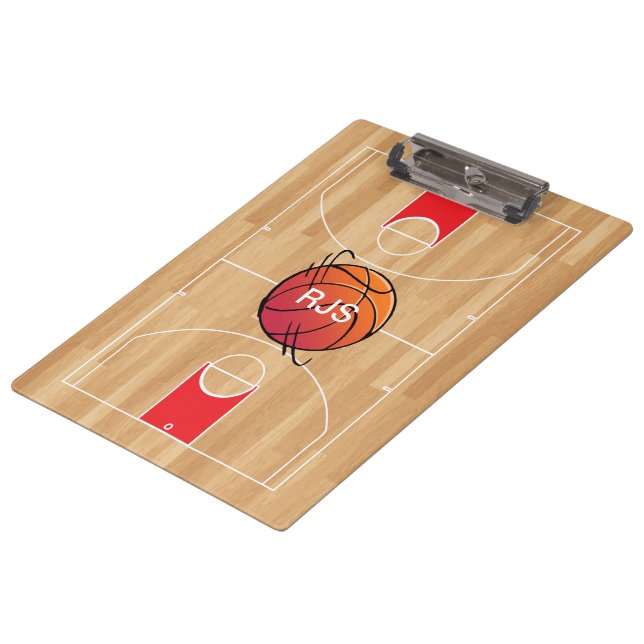 Porte-bloc Monogramme de basket-ball sur le terrain de basket (Incliné)