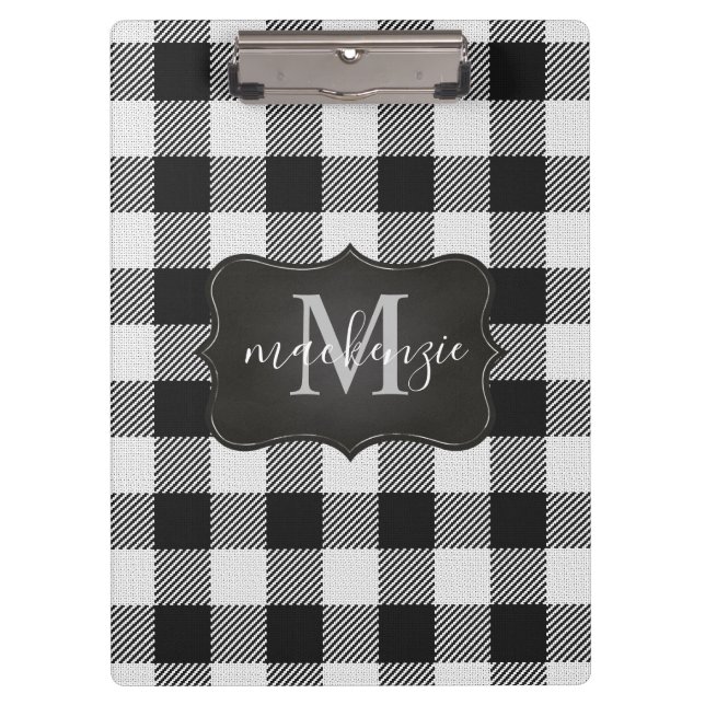 Porte-bloc Monogramme de Buffle Blanc Noir Moderne (Devant)