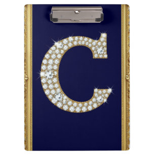 Porte-bloc Monogramme de la lettre C en joyaux dans un cadre 