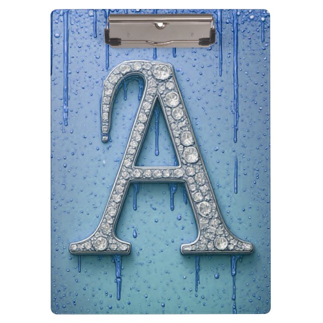 Porte-bloc Monogramme de lettre A en diamant de luxe avec cou (Devant)