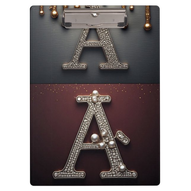 Porte-bloc Monogramme de lettre A en or et argent (Devant)