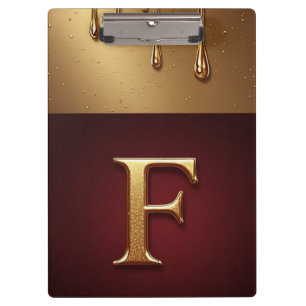 Porte-bloc Monogramme de lettre F dorée avec métal qui coule