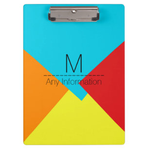Porte-bloc Monogramme de Motif géométrique rétro-coloré #4