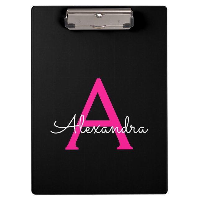 Porte-bloc Monogramme de nom de fille avec écriture noire ros (Devant)