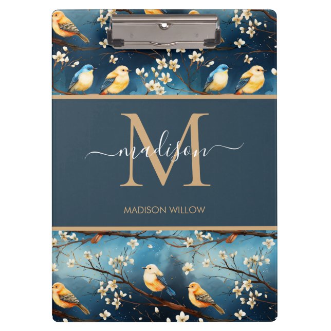 Porte-bloc Monogramme de printemps fleuri Élégant Monogramme  (Devant)