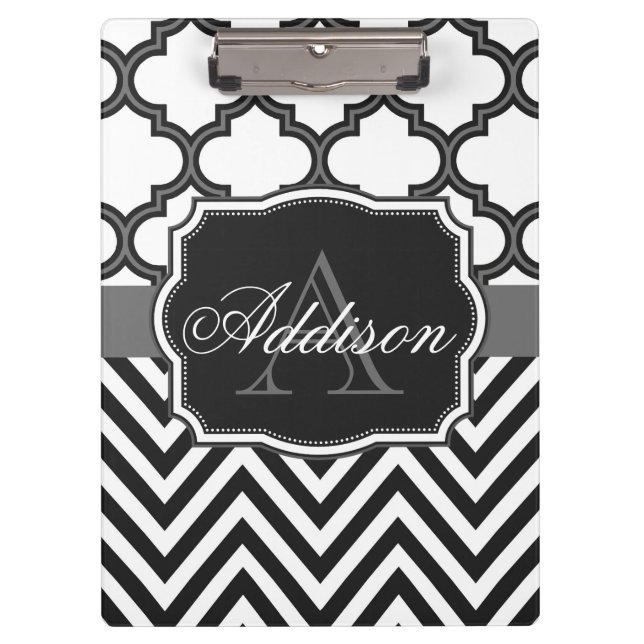 Porte-bloc Monogramme de Quatrefoil Chevron (Devant)