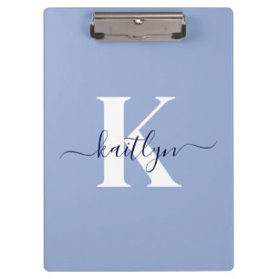 Porte-bloc Monogramme de script bleu moderne