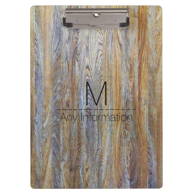 Porte-bloc Monogramme de texture de grain de bois no 4 (Devant)