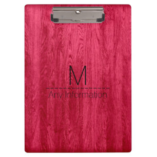 Porte-bloc Monogramme de texture du grain de bois rouge