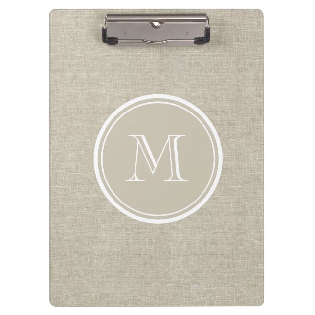 Porte-bloc Monogramme de toile beige rustique d'arrière - (Devant)