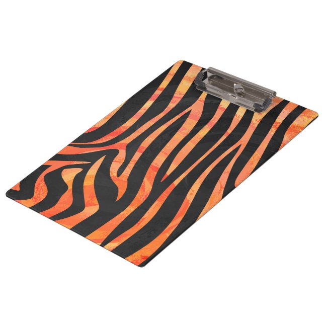 Porte-bloc Monogramme de zèbre orange et noir (Incliné)