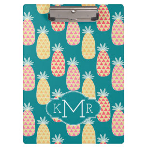 Porte-bloc Monogramme du motif de griffonnage d'ananas