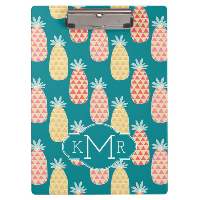 Porte-bloc Monogramme du motif | de griffonnage d'ananas (Devant)