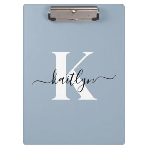 Porte-bloc Monogramme élégant en bleu poussiéreux
