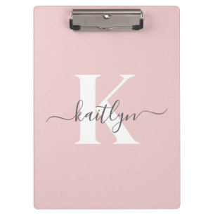 Porte-bloc Monogramme élégant rose poudré gris