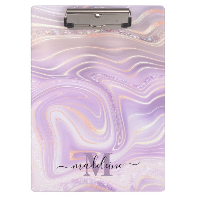 Porte-bloc Monogramme en cristal rose (Devant)