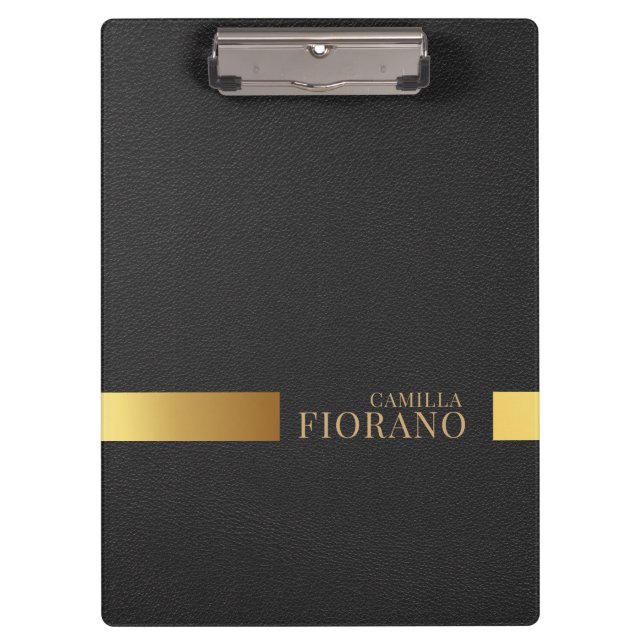 Porte-bloc Monogramme en cuir élégant de luxe doré (Devant)