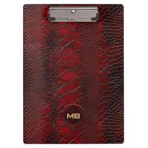 Porte-bloc Monogramme en relief imprimé cuir serpent rouge