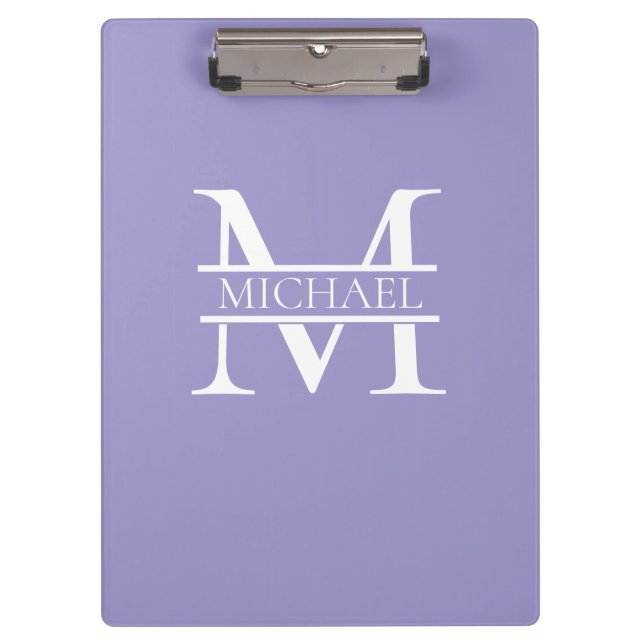 Porte-bloc Monogramme et nom Elegant Purple Personnalisé (Devant)