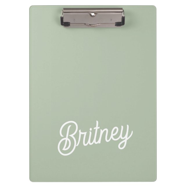 Porte-bloc Monogramme et nom personnalisés de Sage Vert moder (Devant)