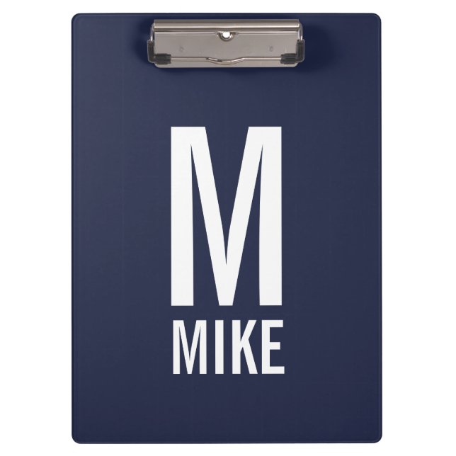 Porte-bloc Monogramme et nom personnalisés modernes (Devant)