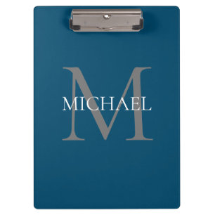 Porte-bloc Monogramme et nom personnalisés Ocean Blue