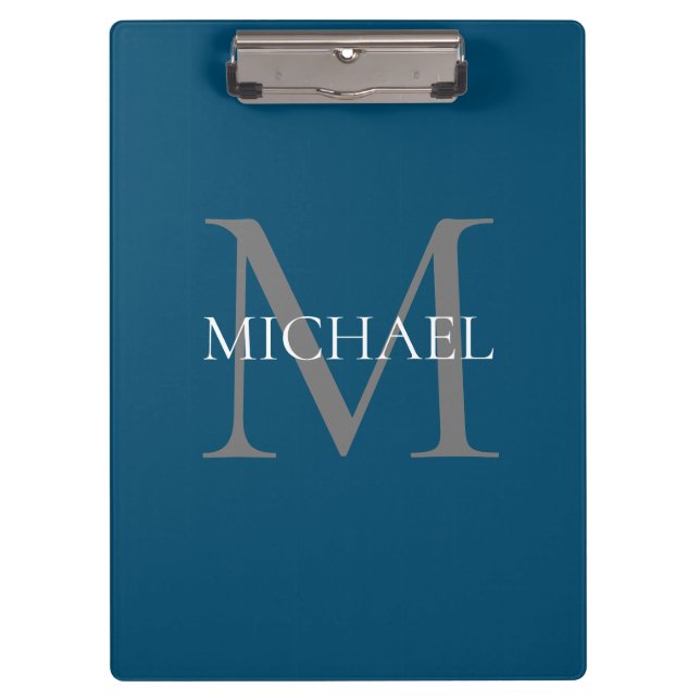 Porte-bloc Monogramme et nom personnalisés Ocean Blue (Devant)