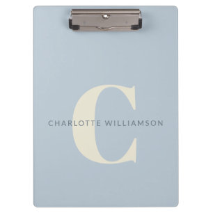 Porte-bloc Monogramme et nom personnalisés simples en bleu