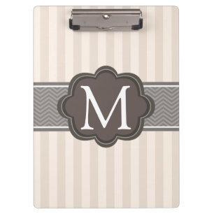 Porte-bloc Monogramme fait sur commande Brown de rayures