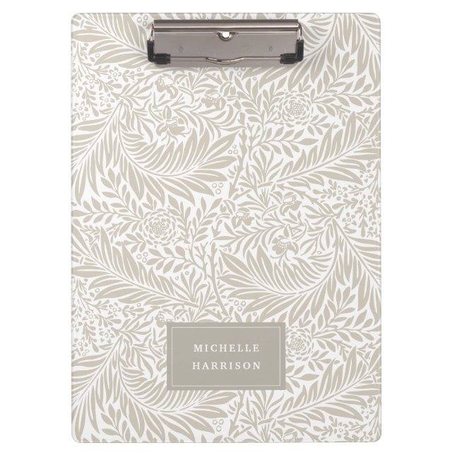 Porte-bloc Monogramme Feuillage Floral Beige Blanc Élégant (Devant)