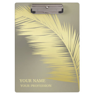 Porte-bloc Monogramme feuille de palme tropicale dorée