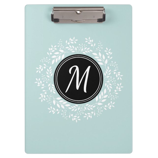 Porte-bloc Monogramme floral bleu en bon état frais de (Devant)