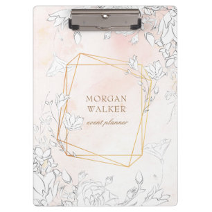 Porte-bloc monogramme floral subtil blush moderne