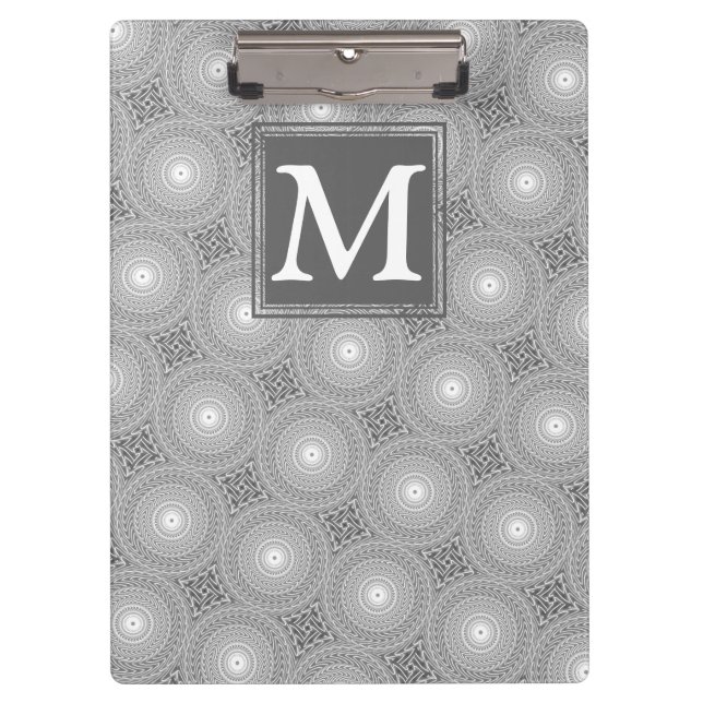 Porte-bloc Monogramme gris cercles motif (Devant)