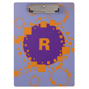 Porte-bloc Monogramme initial Purple Orange Cercles Carré Art
