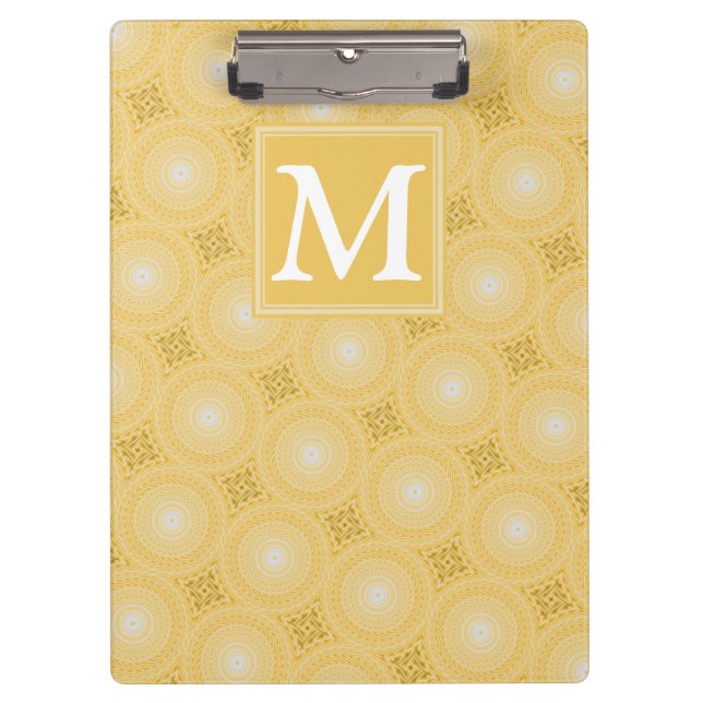 Porte-bloc Monogramme jaune cercles motif (Devant)