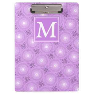 Porte-bloc Monogramme lilas cercles pourpres motif